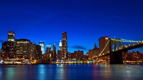 Brooklyn Bridge Night Cities Architectural Landscape Wallpaper Preview