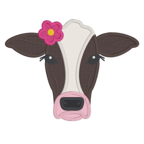 Cow Face Applique 5 Sizes Products SWAK Embroidery