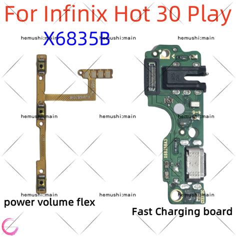 For Infinix Hot Play X B Power Volume Flex Button Switch Usb Charger Charging Port Board