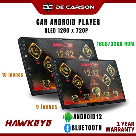 HAWKEYE Android Player 9 10 Inch QLED QUAD CORE Car Multimedia Player