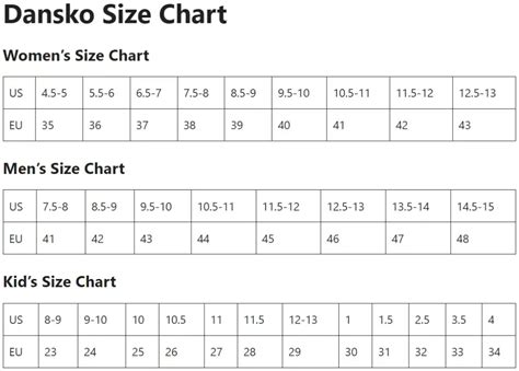 Dansko Size Chart: A Comprehensive Guide