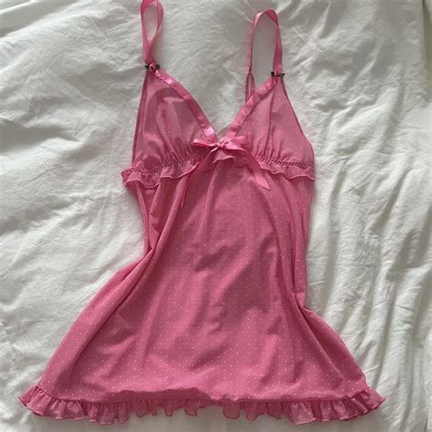 Vintage Pink Lingerie See Through Dress Fits Depop