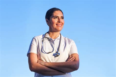 Latin Woman Doctor Portrait In A Mexican Hospital In Mexico Or Latin