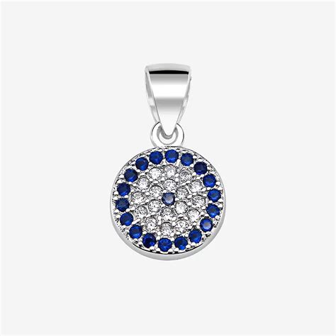 10mm Silver CZ Round Evil Eye Pendant Wholesale925silver