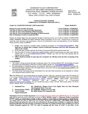 Fillable Online Tender Dvc Gov Office Of The Chief Engineer Constn