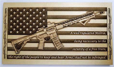 Second Amendment Ar 15 3d Laser Us Flag Carved Plaque Sign Etsy