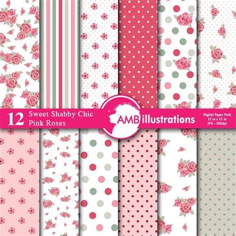 Digital Paper Pink Roses Amb Patterns Papel Scrapbook