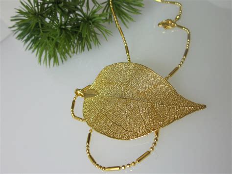 Gold Leaf Necklace Real Filigree Leaf Pendant Necklace Etsy