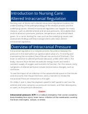 Understanding Altered Intracranial Regulation In Nursing Care Course Hero