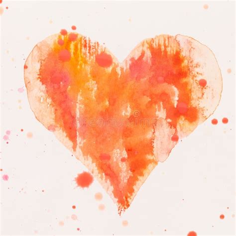 Watercolor Painted Pink Heart On The White Watercolor Paper Stock