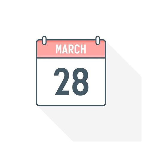 28th March calendar icon. March 28 calendar Date Month icon vector ...