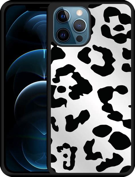 IPhone 12 Pro Max Hardcase Hoesje Luipaard Zwart Wit Designed By Cazy