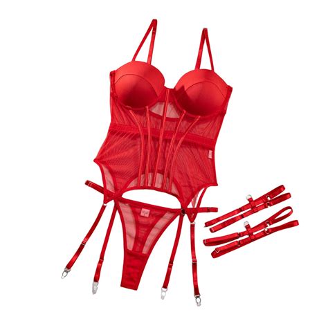 Gunia Women S Lingerie Wedding Lace Mesh Floral Embroidery Chain Linked