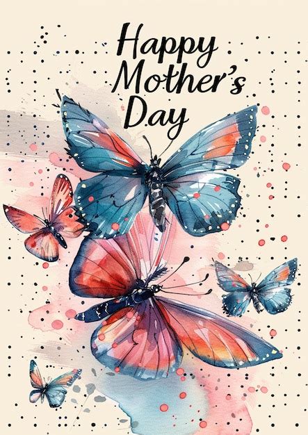 Premium Photo Happy Mothers Day Card With Butterfly