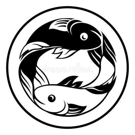 Pesci In Bianco E Nero Della Carpa Di Koi Illustrazione Vettoriale