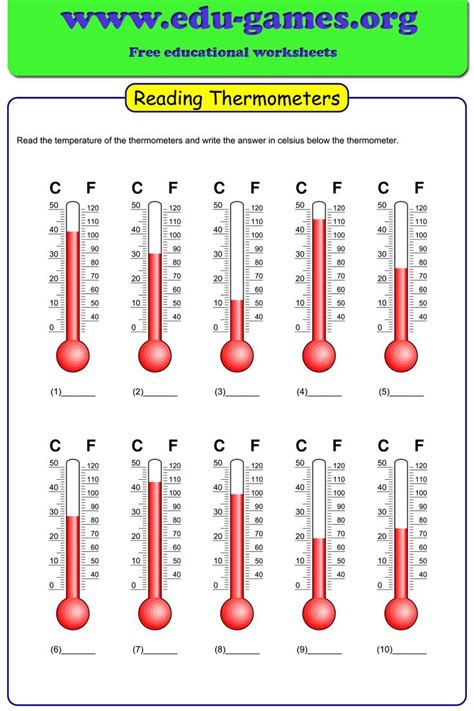 Measuring Temperature Worksheets