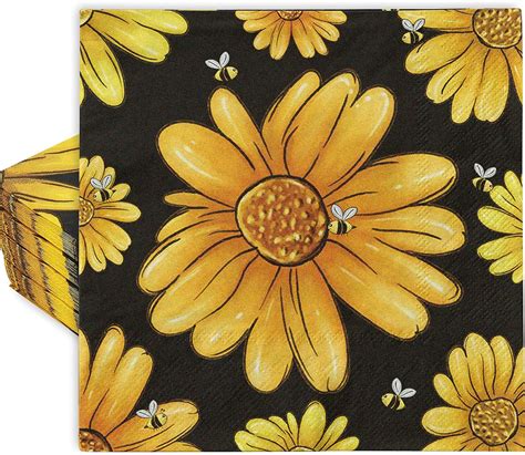 Amazon Anydesign Sunflower Paper Napkins Pcs Black Summer Flower