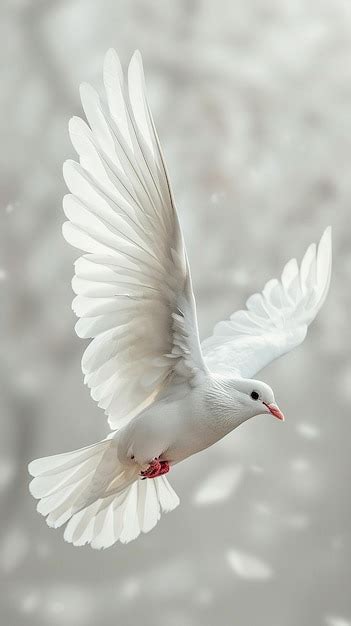 La Hermosa Paloma Blanca En Vuelo Sobre Un Fondo Blanco Foto Premium