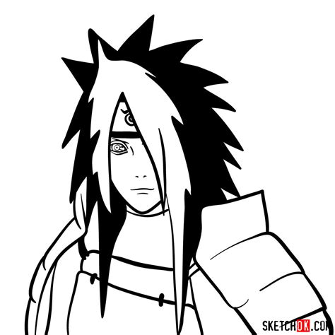 How to draw the face of Madara Uchiha (Naruto) - Sketchok easy drawing guides