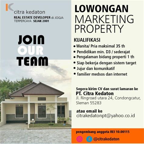 Lowongan Kerja Marketing Executive Di Pt Citra Kedaton Lokerjogja Id