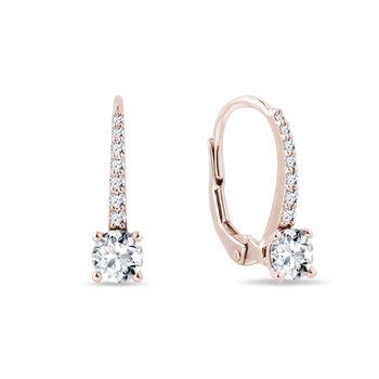 Diamond Leverback Earrings In Rose Gold Klenota