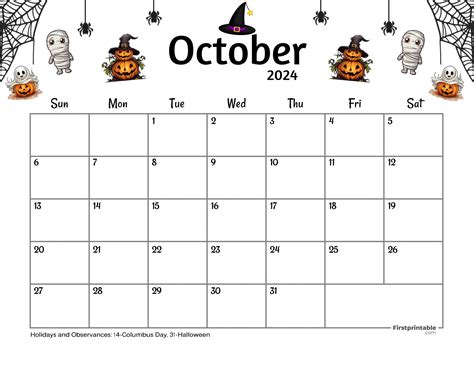 Free Printable October 2024 Halloween Calendar | Printable Calendar 2024