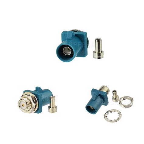 Fakra Male Panel Mount Cable Connector Blue For Gps Telematics Or