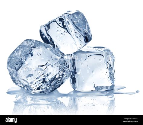 Three Ice Cubes On White Background Stock Photo Alamy