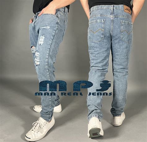 Lalaki Maong Tattered Jeans Knee Cut Pants Man Jeans Men Stylish Ripped