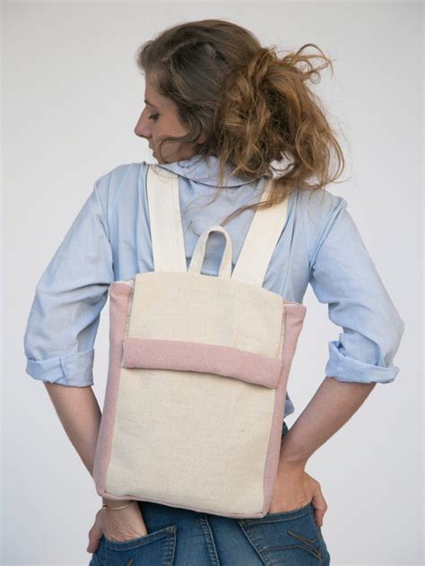 Ivory Backpack Pink Backpack Nude Backpack Canvas Backpack Etsy