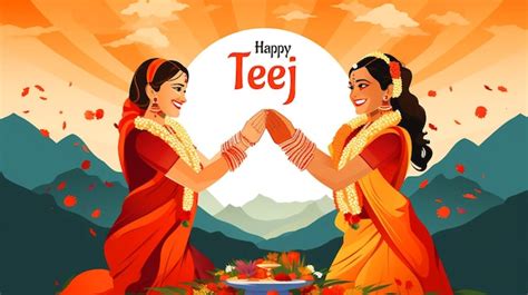 Indian Festival Happy Haryali Teej And Hartalika Teej Poster Design Premium Ai Generated Psd