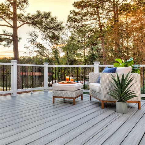 Trex Enhance Naturals 16 Ft Foggy Wharf Grooved Composite Deck Board In The Composite Deck