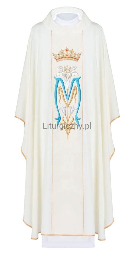 Ornat Kremowy Z Haftem Maryjnym Sklep Liturgiczny Pl