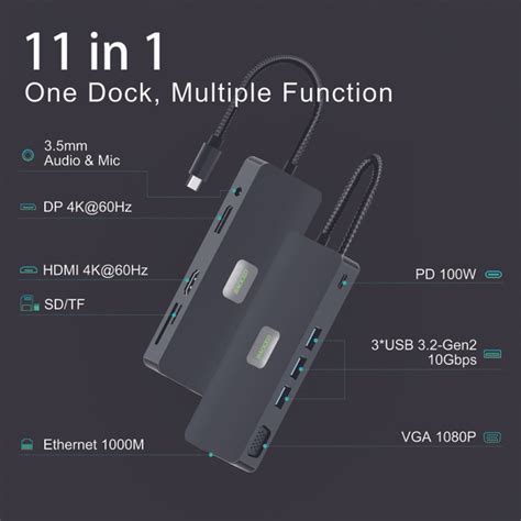 Док-станция для ноутбука, BAOCED 11 в 1 USB C док-станция 3 монитора 4K ...