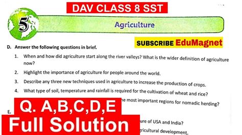 DAV CLASS 8 SST CHAPTER 5 AGRICULTURE QUESTION ANSWER CHAPTER 5