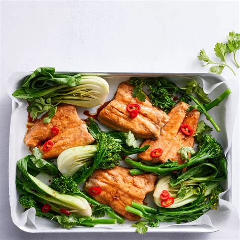 Soy And Ginger Salmon Traybake Recipe Woolworths