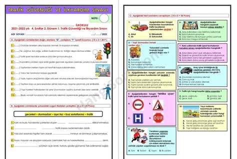 Trafik Güvenliği 4 Sınıf 2 Dönem 1 Yazılı Soruları 2022 PDF HangiSoru