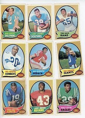 1970 Topps Football HOF Lot Of 9 Tarkenton Griese Csonka Mack