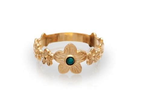 Gold Flowers Ring Emerald Ring May Birthstone Ring K Gold