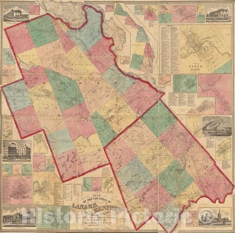 Historical Map 1863 Map Of The Counties Of Lanark And Renfrew Canada