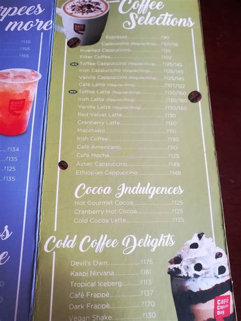 Menu at Café Coffee Day Hyderabad 79 80