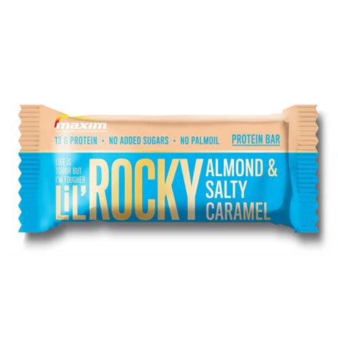 15kpl Maxim Protein Bar Lil Rocky Almond And Salty Caramel Proteiinipatukka 40g