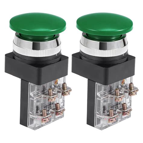 Uxcell Pcs Mm Mounting Hole Momentary Push Button Switch Green Dpst