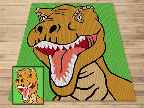 T Rex Dinosaur Graph And Pattern C C Tapestry Crochet C C Dinosaur