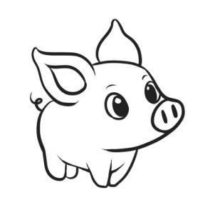 Cute small outline pig figure tattoo design - Tattooimages.biz