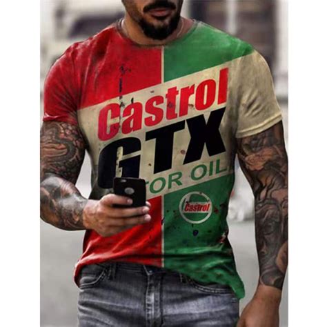 Castrol T Shirt Manches Courtes Et Col Rond Pour Homme V Tement R Tro