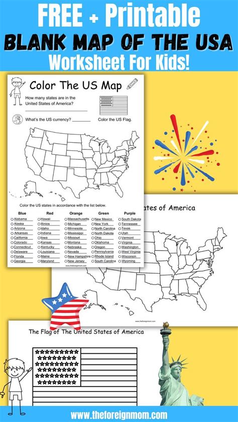 FREE Printable Blank Map of the USA for Kids