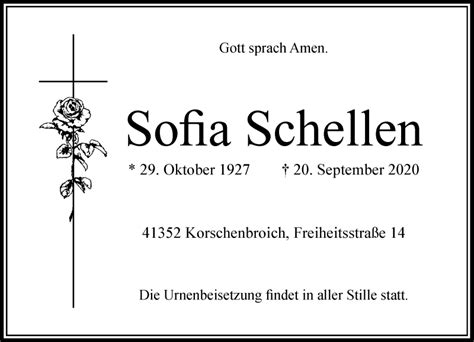 Alle Traueranzeigen für Sofia Schellen trauer rp online de