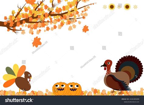 Thanksgiving Day Border Autumn Leaves Turkey Stock Vector (Royalty Free) 2226385099 | Shutterstock