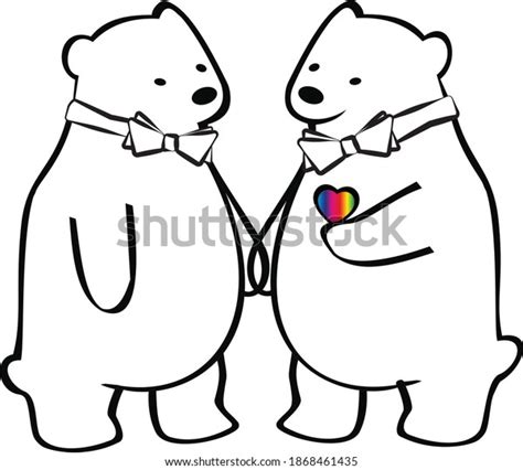 Cute Polar Bear Gay Couple Love Stock Vector Royalty Free